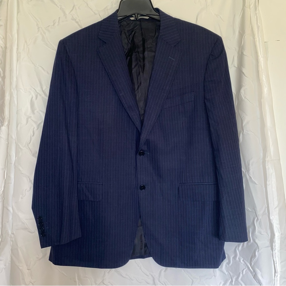 Canali 100% Wool Men's Navy Pinstripe Blazer 2 Button Sport Travel 36 52